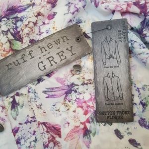 Ruff Hewn Printed Button Front Blouse